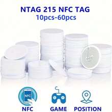 10-60 PCS NFC NTAG 215 Coin Cards, 25MM/0.98in NTAG215 NFC Tags, 100% Compatible With TagMo And Amiibo, 504 Bytes Of Memory, Fully Programmable