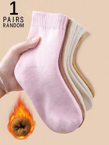 1/3/5/10/15/20双装 女士加厚纯色舒适保暖透气中筒袜，秋冬季 - 彩色 - 查看 22