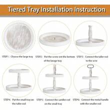 TFKI Decorative Tray - Two Tiered Tray Cupcake Stand Farmhouse Rustic 2 Tiered Serving Tray For Home And Kitchen Decor Party Weddings-Holiday Decoration Customizable Display Options White - trắng - Xem 3