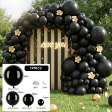 147 Pieces (1 Set) Of Matte Black Party Decoration Balloons Of Different Sizes, Balloon Wreath Arch Set, Unique Exploding Star Shaped Balloons, DIY Balloon Tree, Balloon Arch, Birthday, Wedding, Valentine's Day, Party Decoration, Christmas And New Year Decoration, Wedding Balloon Bouquet, Balloon Set - Multicolor - View 8