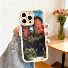 Cubierta de teléfono con borde negro diseño de edificio industrial oxidado con vegetación verde para uso diario y viajes - Negro - Ver 3