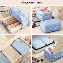 Double-Layered Compression Packing Cubes Travel, Luggage Organizer Bags Compressible Suitcase Packing Bag Travel Accessories, Blue, - Màu xanh lam - Xem 11
