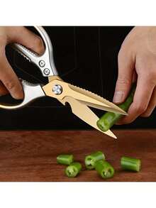 1pc Ombre Gold Kitchen Scissors Set (With Scissors Sheath) - Includes Peeler, Stainless Steel Poultry Shears, Multipurpose Seafood Scissors, Kitchen Utensils, Suitable For Meat, Vegetables