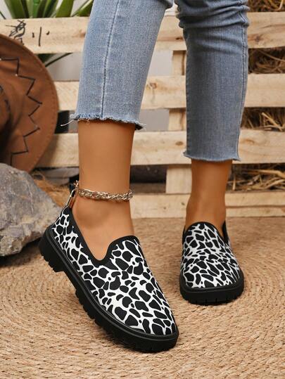 Giày lười đế dày mũi tròn giả da lộn cỡ lớn cho nữ, giày Oxford đế bệt, giày thường ngày, giày thời trang đa năng, phong cách Châu Âu