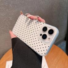 Black Polka Dot Large Hole White Background IMD Double Layer Transparent Suitable For Apple  17 Air 16 15 14 13 12 Pro Max/17 16 15 14 Plus 13 12 11 Pro Phone Case Soft Edge Hard Back Protective Case Anti-Drop Wear-Resistant Unisex - 透明白 - 查看 6
