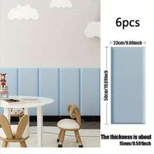 6pcs 3D Wall Panels, 6pcs Thick Soft Self-Adhesive 3D Wall Panels 50cm X 23cm, Protective Sticker, Anti-Collision Effect, Removable And Reusable, Suitable For Bedroom Headboard, Home Decor