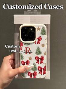 1pc Customizable Christmas Themed Phone Case, Compatible With IPhone 17 Pro Max/17 Air/15 Pro Max/16 E/14 Plus/13/12/11, S24/20 Ultra/A52/A51/A05S, Note 13 Pro Plus/10A/13C, Made Of TPU Material With Christmas Tree, Red Bow, Stars And Other Holiday Elements, Ideal Christmas Gift For Family And Friends,2025phonecase,International Version, Not The Domestic Version - White - View 3