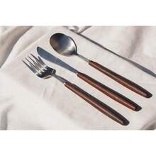 Luxury Wooden-Handled Metal Cutlery Set (3 Pieces) - Multicolor - View 6