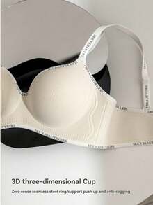 两件套小胸女生内衣聚拢显大胸无钢圈侧分防下垂运动款无痕字母文胸 - 彩色 - 查看 6