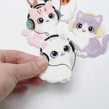 4pcs 3D Embroidered Patch Badges, Heat-Seal Design Patches For Clothing, Hats, Jackets, DIY Decoration - Bowknot, Cat Embroidered Patch Set, Suitable For Phone Cases, Bags, And Apparel - 4-piece Set - View 5