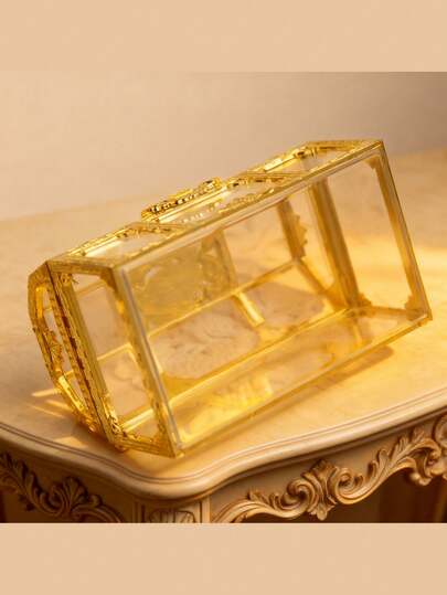 Transparent Textured Pirate Treasure Chest, Plastic Crystal Jewelry Box, Small Trinket Storage Box, Candy Box, Suitable For Birthday Pirate Theme Party Gifts, European Style Mini Treasure Chest PS Plastic Candy Box, Wedding Gift