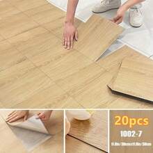 20/40片装豪华木纹自粘地板砖，防水防污，适用于家居地板和墙面装修装饰，易于安装和移除，适用于卧室、客厅、厨房、浴室和其他家居装饰。 - 彩色 - 查看 16