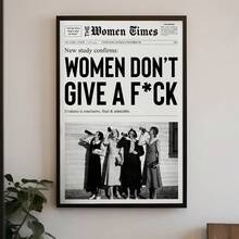 1件，帆布墙画，带框墙饰，复古报纸墙画，复古黑白海报，时尚报纸艺术，海报印刷品，鸡尾酒会墙画，学院风艺术品，房间装饰，宿舍装饰，卧室装饰，浴室装饰，客厅装饰，办公室装饰，时尚海报 - 彩色 - 查看 2