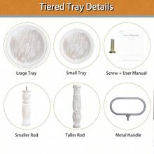 TFKI Decorative Tray - Two Tiered Tray Cupcake Stand Farmhouse Rustic 2 Tiered Serving Tray For Home And Kitchen Decor Party Weddings-Holiday Decoration Customizable Display Options White - trắng - Xem 4