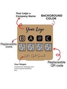 Plaque de signature personnalisée avec code QR, paiement personnel, signature de médias sociaux, signature de produits de beauté, signature pour scanner le paiement, identifiants de codes QR multiples - Rose bonbon - Voir 5