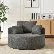 Chenille Foam Armchair, No Assembly Required, Modern And Fluffy Armchair For Living Room, Bedroom, Lounge And Reception Area - Grey + Chenille + 1 Seat - View 7