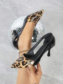 أحذية كعب عالي نسائية بطبعة نمر مخملية، أحذية كعب عالي للحفلات، أحذية فستان الزفاف، أحذية كعب عالي مدببة مفرغة بدون ربط