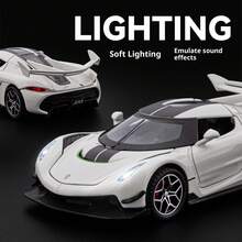 1pc 1/32 Scale JESKO Die-Cast Metal Car Model, Suitable For Children 3 Years And Above, Toy Sports Car, Alloy Body, Simulated Sound And Light Effects, Can Be Used As Birthday Gift For Boys - Multicolor - View 4
