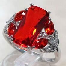 1Pc Luxury Women's Fashion Zirconia Ring, Suitable For Valentine's Day, Vacation, Commuting, Dating, Party, Weddings, Engagements, Proposal Rings, Suitable For Wife, Girlfriends, Anniversary, New Year Gifts, Suitable For All Seasons - Đỏ - Xem 16