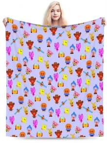 Plim Plim Anime Flannel Blanket For Girls Boys Anime Gifts Throw Blanket Cozy Plush Flannel Fleece Print Blankets Double-Layer Blanket Lightweight Fuzzy For Bed Decor - màu đen - Xem 2