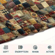 1 Piece Large Patchwork Quilted Blanket - Soft Flannel Four Seasons Bedspread, Colorful Plaid And Diamond Pattern, Brown/Blue/Red/Black/Beige/White/Grey - Lightweight Suitable For Sofa, Bed, Travel, Office - Ideal Gift And Home Decoration, Modern Style, Warm Earth Tone Vibrant Patchwork Design, Suitable For Home, Travel Or Gift Giving, Made Of Comfortable Flannel Fabric, Blanket, Queen Size Bed Blanket, Cartoon Blanket - 花色 - 查看 9