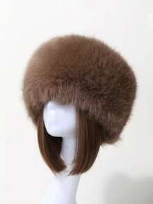 人造毛皮发箍和耳套套装 | 弹力蓬松狐狸毛波西米亚风发饰，女士适用 | 冬季节日派对头饰（1 套）蓬松发箍、毛绒耳罩、冬季发带、波西米亚风配饰、节日装备、情人节礼物