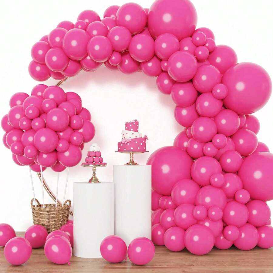 147 Pieces (1 Set) Of Rose Red Party Decoration Balloons Of Different Sizes, Balloon Garland Arch Set, Unique Exploding Star Shaped Balloons, DIY Balloon Tree, Balloon Arch, Birthday, Wedding, Valentine's Day, Holiday Party Decoration, Christmas And New Year Decoration, Wedding Balloon Bouquet, Balloon Set - Multicolor - View 1