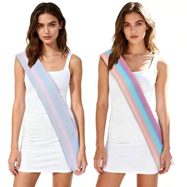 Glitter Rainbow Ribbon, Party Decoration Shoulder Strap, DIY Text Birthday Celebration Sash, Christmas Star Non-Woven Fabric