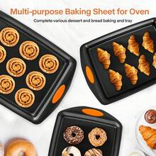 LOLLICY 5-Piece Kitchen Baking Set - Orange Silicone Non-Slip Handles, Including Non-Stick Baking Sheet, Heavy-Duty Carbon Steel Baking Tools, Optional Cake Pan, Baking Supplies Shipped From Local Warehouse, Suitable For Daily Home Cooking, Indoor Parties, And A Thoughtful Gift For Women. - Black - View 3
