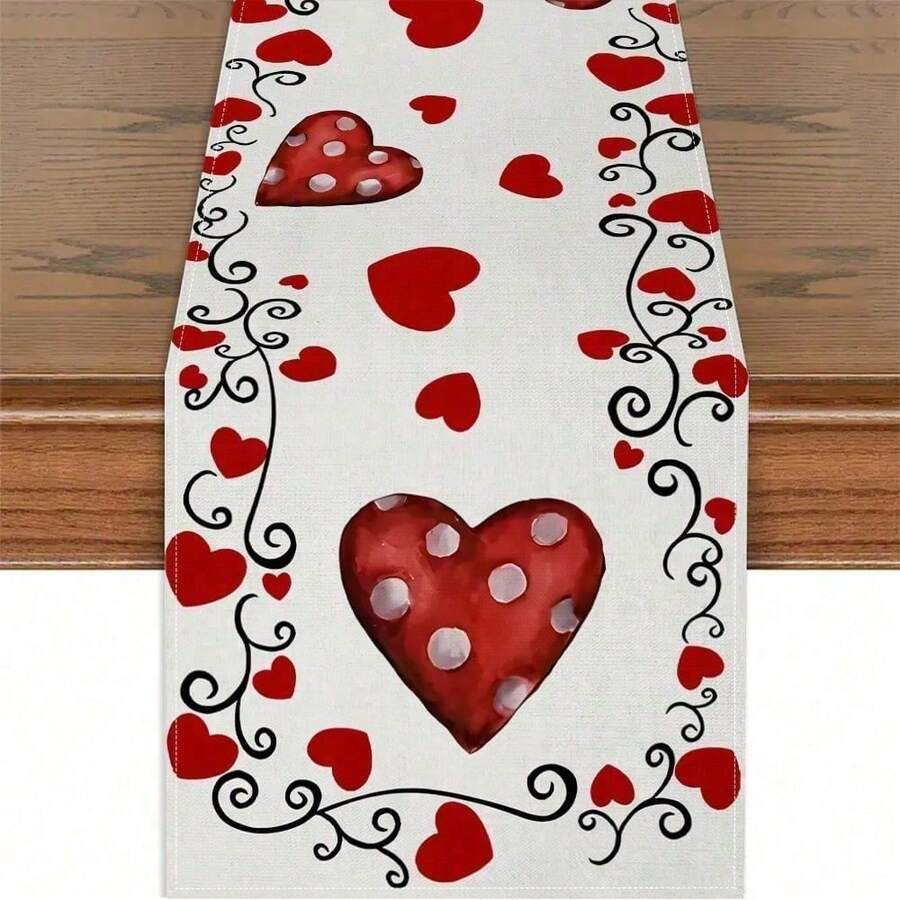 1 Piece Valentine's Day Heart Table Runner, Wrapped Love Branches Design, Durable Home Kitchen Essentials, Perfect For Dining Table, Indoor/Outdoor Party Decorations. - Nhiều màu - Xem 1