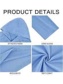 2025 Autumn-Winter New Collection Mens Workout Hoodie Long Sleeve Lightweight Gym Running Quick Dry Athletic Shirt With Hood - Màu xanh lam - Xem 5