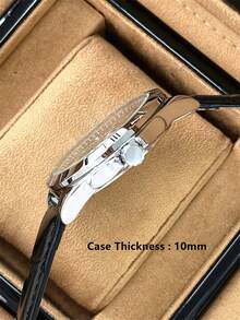 Pablo Raez 1pc Vintage Watch Luxury Original Silver Color Non Tarnish Stainless Steel Clocks Charming Luminous Wristwatches 50M Water Resistant Business Big Dial Microfiber Leather Bracelet