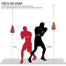 Pera de Boxeo, Bolsa de Doble Extremo Gobernadora, Mejora la Velocidad de Reacción, Duradera, Saco de Doble Extremo, Gimnasio en Casa, Piso a Techo - Rojo - Ver 12