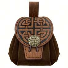 Medieval European Viking Style Round Pouch Bag, Vintage Nordic Viking COSPLAY Prop, Suitable For Daily Storage - A - View 9