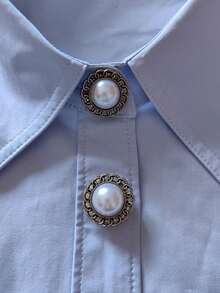 2pcs Button Cover For Shirt Pearl Design Cufflinks Covers Flower Sleeve Button Clip On Button For Dress Wedding Tux Decoration Button Clothing Accessories Gifts - Multicolor - View 3