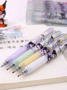 Sanrio Licensed, Available In 1/6/12 Pieces, High Quality, Sanrio Kuromi Press Pen, Quick-Drying, 0.5 Smooth Writing Ballpoint Tip, A Suitable Gift For Friends During The Graduation And Back To School Season. - Multicolor - View 5