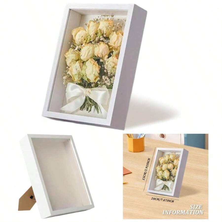 Sombra Box 6x8 Tablero artificial Box Marco Tabletop/Hanging Shadowbox para flores secas, manualidades, recursos, fotos, efectivo