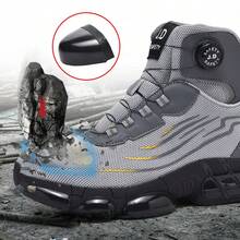 2025新款黑色高帮网面旋转纽扣男女通用户外运动鞋，透气网面鞋面，四季皆宜，大码尺码