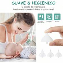 Limpiador  Eléctrico, Extractor de Mocos para con carga USB, Succionador de mocos con 3 cabezales de silicona y espalda, 5 niveles de succión ajustable - Regular - Ver 7