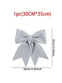 2pcs Large Silver Flashing Ribbon Bow Ties, Red Bows - Christmas Wreath Bows, Christmas Flashing Bow Wreaths, Christmas Tree Party Decorations, Christmas Decorative Wreath Decorations, Suitable For Big Gifts - Indoor/Outdoor Use - Silver - View 16
