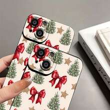 Funda navideña con lazo y árbol, ideal para teléfonos ,  17,  16 Pro Max,  15 Pro Max,  13 y  12. Fabricada en TPU, ofrece protección contra golpes y caídas. Perfecta para regalar en Navidad, para reuniones familiares y para celebrar las fiestas con amigos y seres queridos. - Negro - Ver 7