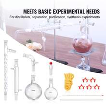 Lab Distillation Kit, 3.3 Boro Lab Glassware Distillation Kit With 24, 40 Joint, 1000ml Essential Oil Distillation Apparatus Kit, 14 Pcs Set Of Glassware Equipment - White - View 2