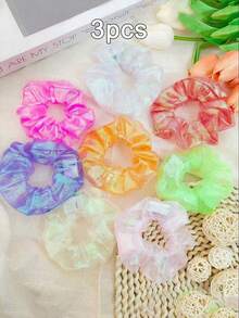 28pcs - Mermaid LED Glowing Large Tube Hair Bands, LED Ladies Hair Scrunchies - Hair Scrunchies, Glowing Hair Scrunchies, Colorful Yarn Hair Scrunchies, Multiple Lighting Modes, LED Rave Party Hair Accessories, Glow Rave Party Hair Accessories, Gifts For Friends, Glow Party Supplies, Creative Gifts For Girls, Personalized Gifts, Valentine's Day, Easter, New Year's Eve, Sacrificial Supplies, New Year Gifts, Christmas Gifts (Random Color) - Transparent Colored Hair Band - View 12