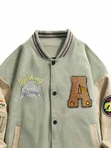 男士长袖休闲棒球夹克，情侣款设计，适合春秋季穿着 - 薄荷綠 - 查看 3