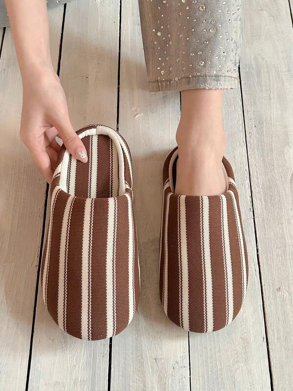 XIXITIAO 1 Pair Spring/Summer Couple Color Block Slippers, Quiet Indoor Flat Sole Vintage Slippers, Soft Bottom Casual Breathable Slippers Suitable For Home Use All Year Round