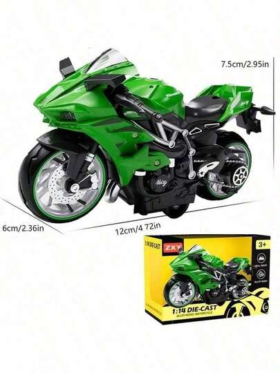 1PC-Alloy Motorcycle-1:14 Motorcycle-Upgraded Larger Size-Inertia Driving-Metal Material-Kawasaki Motorcycle-Birthday Gift-Holiday Gift-Perfect Gift-Gift