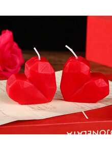 3件套红色心形蜡烛，1支香氛蜡烛，无烟蜡烛，礼品，纪念品，装饰蜡烛，婚礼装饰，情人节装饰，氛围蜡烛，家居装饰 - 彩色 - 查看 4