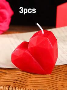 3件套红色心形蜡烛，1支香氛蜡烛，无烟蜡烛，礼品，纪念品，装饰蜡烛，婚礼装饰，情人节装饰，氛围蜡烛，家居装饰 - 彩色 - 查看 7
