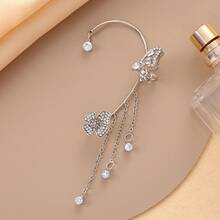 European And American New Style Butterfly Ear Cuff Ear Bone Clip Non-Pierced Earrings Niche Super Fairy Tassel Light Luxury Ear Jewelry - 銀色左耳 - 查看 3