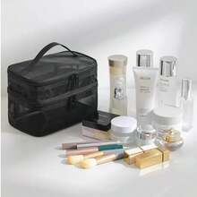 1PC.Festive Holiday Organizer: Clear Christmas Travel Toiletry Bag With Multiple Mesh Layers - Multicolor - View 8